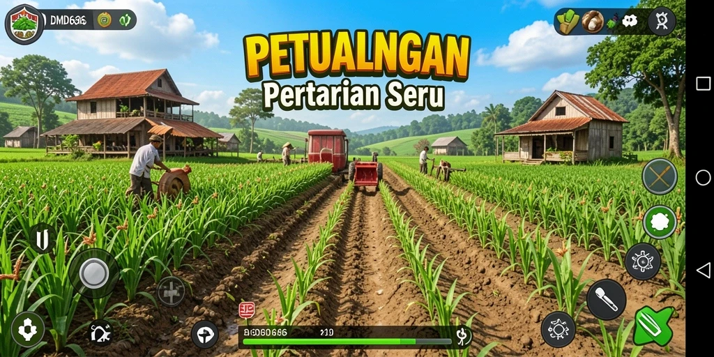 Tampilan gameplay DMD686 menunjukkan aktivitas pertanian yang seru dan menyenangkan.