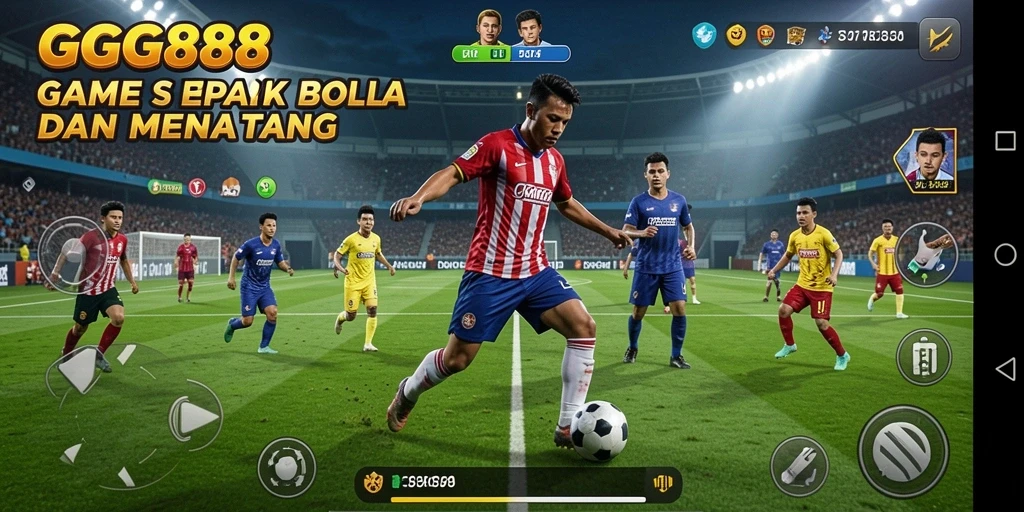 Screenshot GGG888 menunjukkan aksi seru dalam permainan sepak bola.