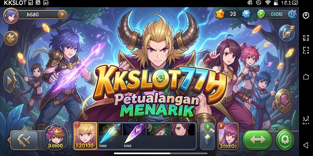Screenshot gameplay KKSLOT777 yang menampilkan karakter Anime yang dinamis.