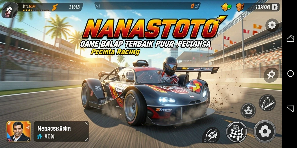 Screenshot gameplay NANASTOTO yang menampilkan aksi balap mendebarkan.