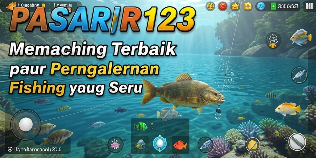 Screenshot gameplay PASAR123 menampilkan momen menangkap ikan di lokasi indah.