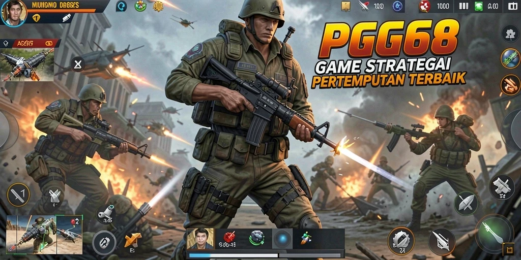 Screenshot gameplay PGG68 yang menampilkan strategi perang.
