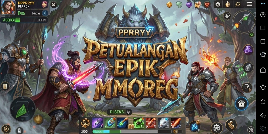 Screenshot PPRRYY menunjukkan pertempuran epik antara pemain dan monster.