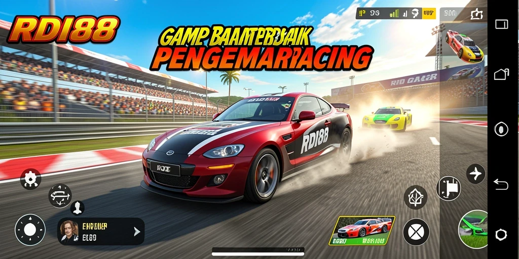 Tangkapan layar permainan <strong>RDI88</strong> menunjukkan aksi balap yang mendebarkan.